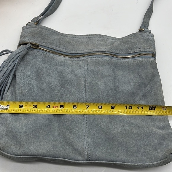 Margot Light Blue Suede Crossbody Bag. MCB2162C - Picture 13 of 14